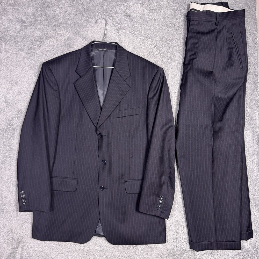 Erminegildo Zegna Suit Mens 40 Trofeo Superfine Australian New Wool Pinstripe